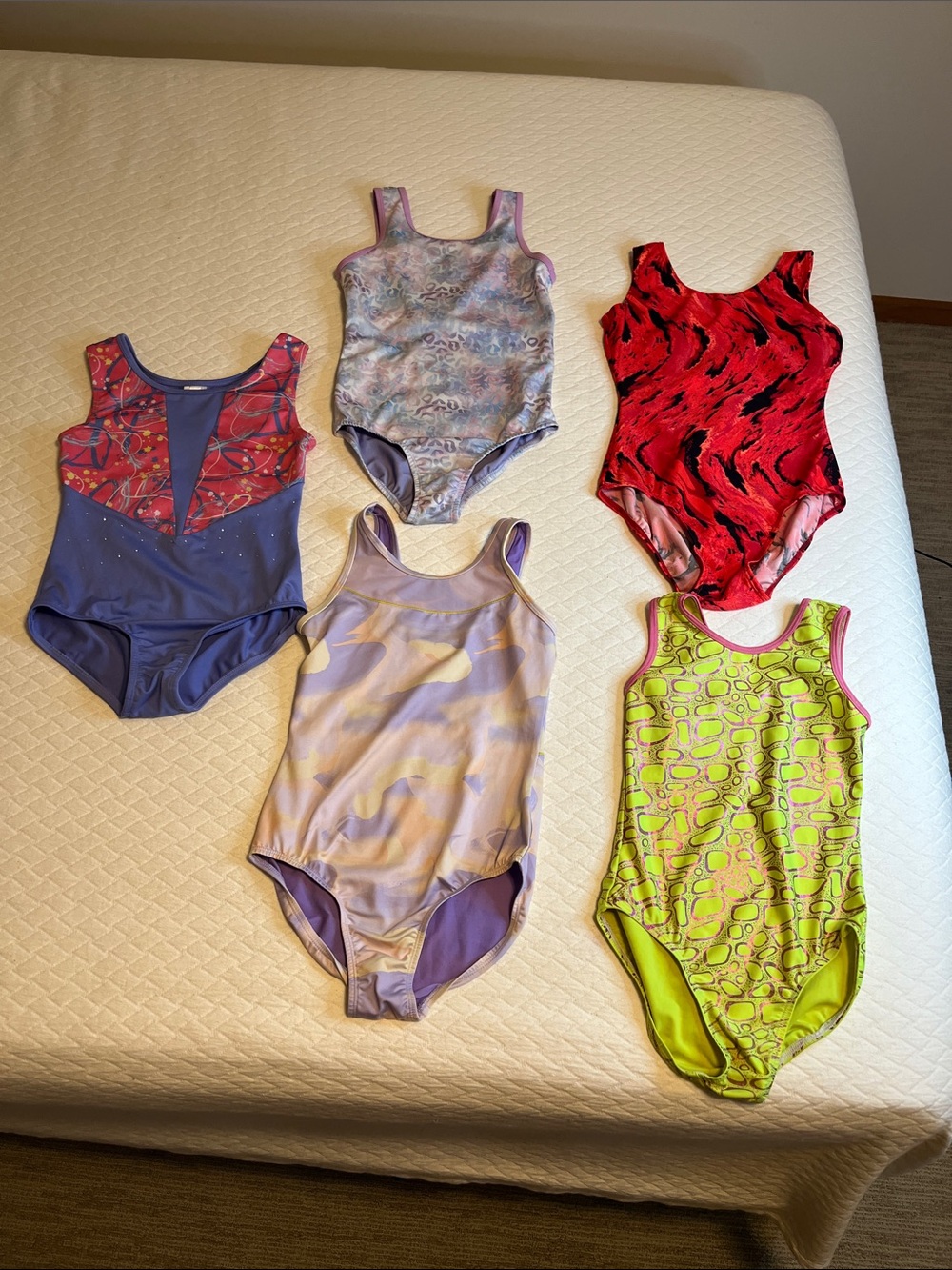 5 girls gymnastics leotards, cat & jack, girls 10/12